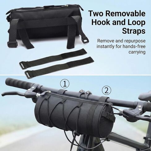 2.5L Bike Handlebar Bag, Waterproof Bicycle Front Bag with 2-Point Secure Straps, Lightweight Bike Pouch for Mountain Road Bikes and Commuting, Black 9.25 x 4.33 inch in Kuwait