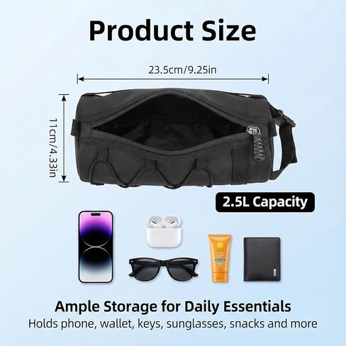 2.5L Bike Handlebar Bag, Waterproof Bicycle Front Bag with 2-Point Secure Straps, Lightweight Bike Pouch for Mountain Road Bikes and Commuting, Black 9.25 x 4.33 inch in Kuwait