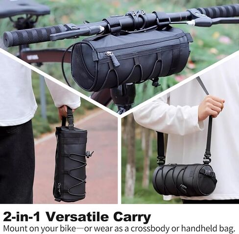 2.5L Bike Handlebar Bag, Waterproof Bicycle Front Bag with 2-Point Secure Straps, Lightweight Bike Pouch for Mountain Road Bikes and Commuting, Black 9.25 x 4.33 inch in Kuwait