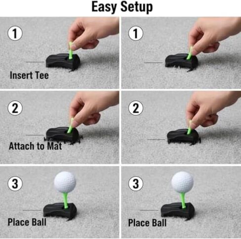 Turf Base V3 - Hinged Artificial Turf Tee for Golf Simulator & Practice, Includes 5 Pre-Cut Rubber Tees, Realistic Feel for Indoor/Outdoor Use in Saudi Arabia