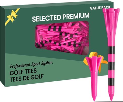 Golf Tees Plastic Unbreakable 60 Pack 2 3/4 or 3 1/4 Inch with 20 More Short Tees 1 1/2 Inch Red Green Pink in Saudi Arabia
