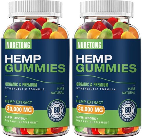Hemp Gummies for Sleep, Pain,Anxiety Organic High Potency Extra Strength Hemp Oil Extract Edible Gummy Supplement for Adult Gummy 2 Packs in Kuwait