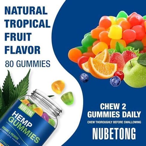Hemp Gummies for Sleep, Pain,Anxiety Organic High Potency Extra Strength Hemp Oil Extract Edible Gummy Supplement for Adult Gummy 2 Packs in Kuwait