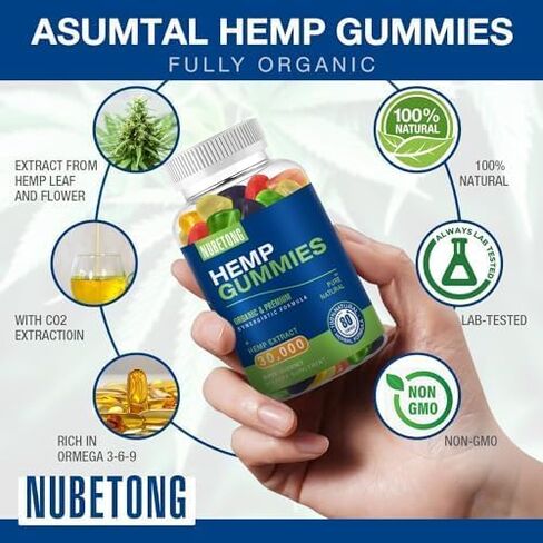 Hemp Gummies for Sleep, Pain,Anxiety Organic High Potency Extra Strength Hemp Oil Extract Edible Gummy Supplement for Adult Gummy 2 Packs in Kuwait