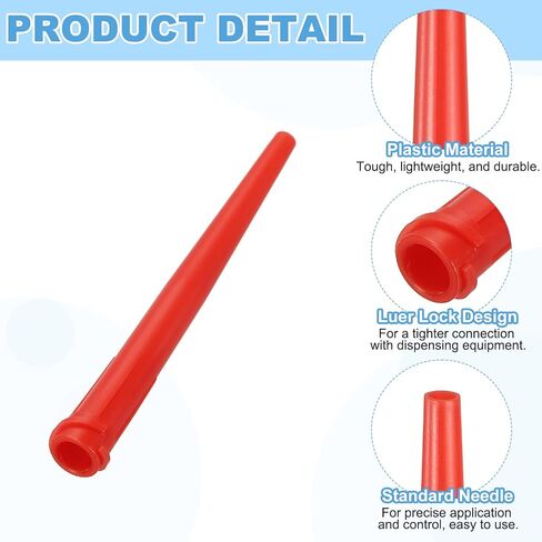 uxcell 50 Pcs Blunt Tip Tapered Dispensing Needle, 11 Gauge TT Adhesive Dispensing Tip 1.26 Inch Plastic Tapered Pinhead for Refilling Liquid Inks Adhesives Glue, Light Orange in Saudi Arabia