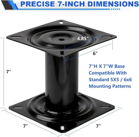 7 Inch Boat Seat Economy Pedestal Base Mount, Heavy Duty Fixed Pedestal for Boat Seat Compatible with Jon Boat Fishing Boat Kayak - Powder Coated Steel Alloy, Non-Swivel Marine Seat Base Mount in Kuwait