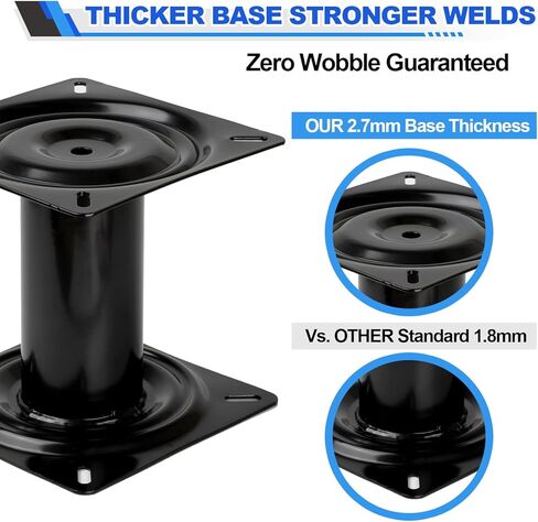 7 Inch Boat Seat Economy Pedestal Base Mount, Heavy Duty Fixed Pedestal for Boat Seat Compatible with Jon Boat Fishing Boat Kayak - Powder Coated Steel Alloy, Non-Swivel Marine Seat Base Mount in Kuwait