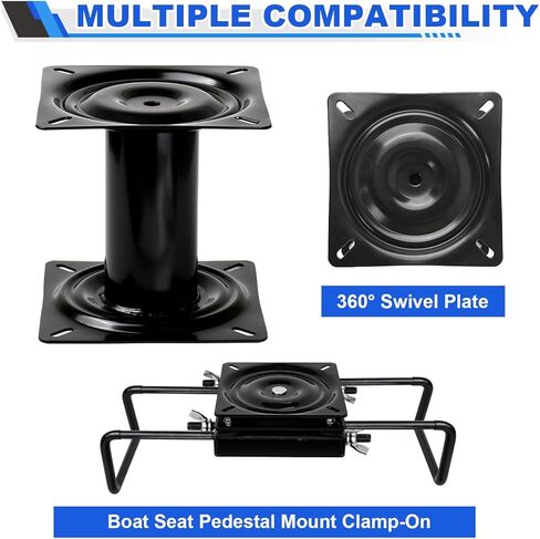 7 Inch Boat Seat Economy Pedestal Base Mount, Heavy Duty Fixed Pedestal for Boat Seat Compatible with Jon Boat Fishing Boat Kayak - Powder Coated Steel Alloy, Non-Swivel Marine Seat Base Mount in Kuwait