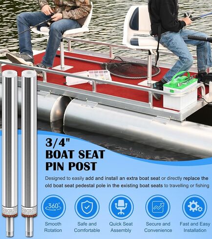 3/4" Boat Seat Pin Post Fits for Most Marine Boat Seat Pedestal Base Mount - Boat Seat Pedestal Post Lock-in Aluminum Extension Post Pole for Pontoon/Fishing/Bass Boat and More (2-Pack) in Saudi Arabia