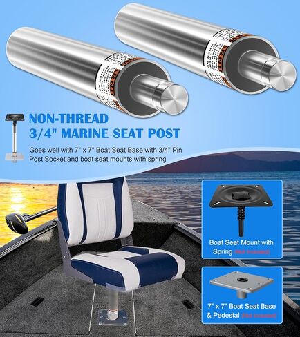 3/4" Boat Seat Pin Post Fits for Most Marine Boat Seat Pedestal Base Mount - Boat Seat Pedestal Post Lock-in Aluminum Extension Post Pole for Pontoon/Fishing/Bass Boat and More (2-Pack) in Saudi Arabia