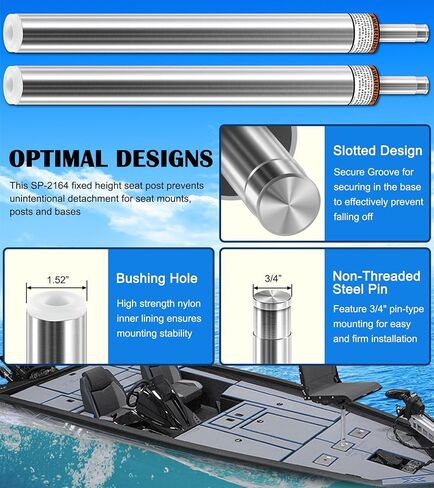 3/4" Boat Seat Pin Post Fits for Most Marine Boat Seat Pedestal Base Mount - Boat Seat Pedestal Post Lock-in Aluminum Extension Post Pole for Pontoon/Fishing/Bass Boat and More (2-Pack) in Saudi Arabia