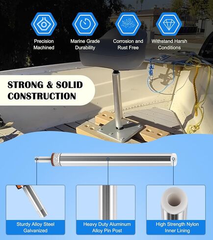 3/4" Boat Seat Pin Post Fits for Most Marine Boat Seat Pedestal Base Mount - Boat Seat Pedestal Post Lock-in Aluminum Extension Post Pole for Pontoon/Fishing/Bass Boat and More (2-Pack) in Saudi Arabia