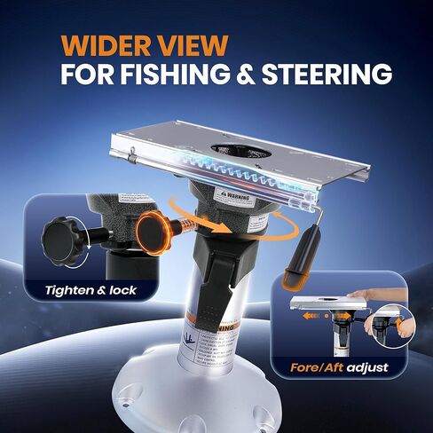 Aluminum Boat Seat Pedestal, Adjustable Height 13-18 Inches Locking with Slide, Boat Seat Pedestals and Bases Mount for Fishing Bass Pontoon Boats in Kuwait