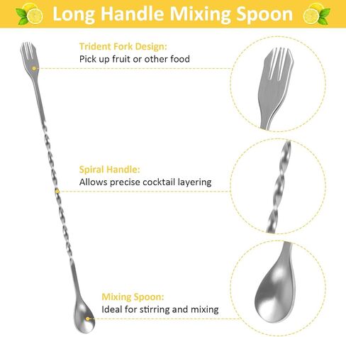 Muddler for Cocktails, 4 Pack Cocktail Muddler 8" 10" 12" and Bar Spoon Set, Stainless Steel Muddler Tool for Mojitos Fruit Lemon Drinks Party, Lemonade Stand Supplies, Bar Accessories in Kuwait
