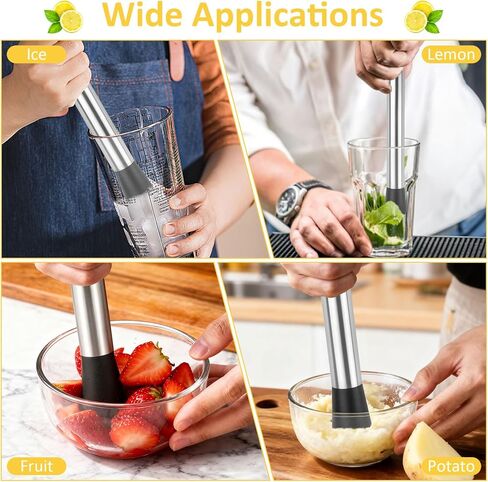 Muddler for Cocktails, 4 Pack Cocktail Muddler 8" 10" 12" and Bar Spoon Set, Stainless Steel Muddler Tool for Mojitos Fruit Lemon Drinks Party, Lemonade Stand Supplies, Bar Accessories in Kuwait