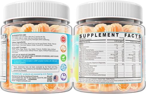 Kids L-Methylfolate Gummies, Active 5-MTHF + Methyl B12, Vitamin B6, B2, Choline, Vegan Omega 3 DHA & EPA, Methylated Multivitamin, MTHFR Supplement for Methylation, Focus, Cognition, Brain, 60 Cts in Saudi Arabia