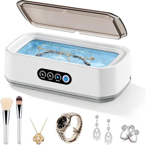 650ML Ultrasonic Jewelry Cleaner, 49KHz 40W Sonic Cleaner Machine for Jewelry, Earrings, Necklaces, Glasses, Denture, Rings, Watch Strap (Stainless Steel Tank) in Kuwait