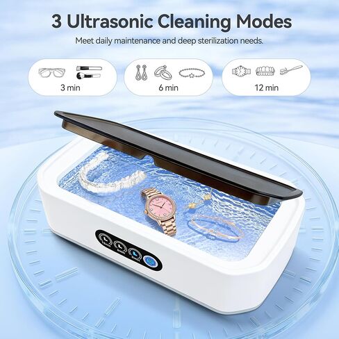 650ML Ultrasonic Jewelry Cleaner, 49KHz 40W Sonic Cleaner Machine for Jewelry, Earrings, Necklaces, Glasses, Denture, Rings, Watch Strap (Stainless Steel Tank) in Kuwait