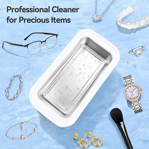 650ML Ultrasonic Jewelry Cleaner, 49KHz 40W Sonic Cleaner Machine for Jewelry, Earrings, Necklaces, Glasses, Denture, Rings, Watch Strap (Stainless Steel Tank) in Kuwait