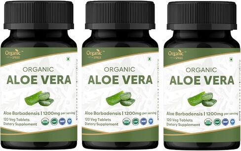 Aloe Vera 120 Tablets | Aloe Barbadensis (Aloe Vera) | USDA Organic Certified | Organic and Natural 120tab in Kuwait