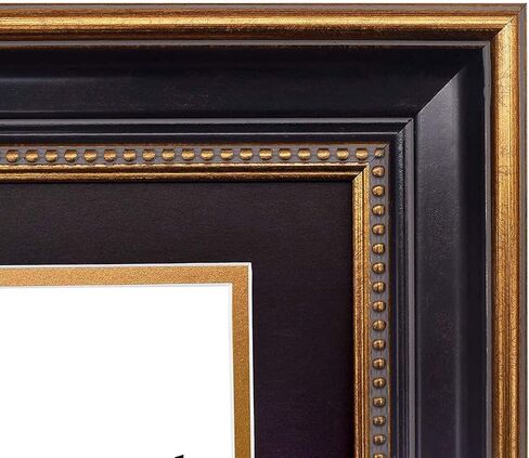 مركز لوحة MAT ، 14 × 29 إطار الدبلوم الثلاثي عقد ثلاث شهادات 8.5x11 مع سوداء فوق جدار الحائط الذهب شاشة زجاج حقيقي (لون أسود/ذهبي مزخرف) in Kuwait