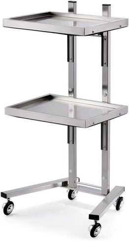 Hair Trolley On Wheels - Folding Stainless Steel Beauty Salon Spa Rolling Cart for Barber Shop, Load 70Kg - Gold/White Color Options,White in Kuwait