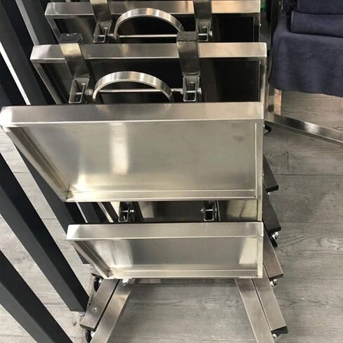 Hair Trolley On Wheels - Folding Stainless Steel Beauty Salon Spa Rolling Cart for Barber Shop, Load 70Kg - Gold/White Color Options,White in Kuwait