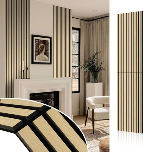 Acoustic Wood Slat Wall Panels, 47.2" X 23.6" X 0.7" 15.5ft² Sound Absorbing Acoustic Panels for Walls –Wall Panels for Stylish Interiors (4# Walnut, 2pack -47.2x23.6in) in Saudi Arabia
