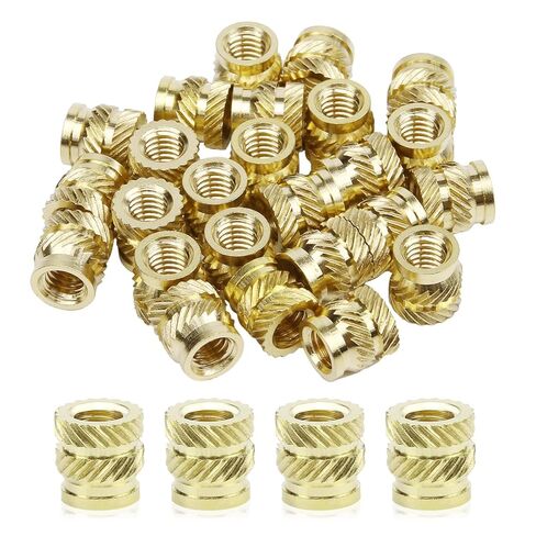 Knurled Insert Nuts, 50pcs M4 x 8mm L x 5.5mm OD Brass Heat Set Insert Nuts, Female Threaded Knurled Embedding Nuts for 3D Printing Laptop Automotive Plastic Shells in Kuwait