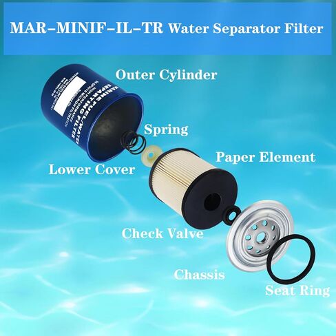 MAR-MINIF-IL-TR فلتر فاصل المياه لـ Ya-maha Mini-10 10 ميكرون MAR-MIOAS-00-00 Sierra 18-7865 Mallory 9-37808 جميع اللوحات الخارجية حتى 115 حصانًا ونماذج EFI - 4 عبوات in Kuwait