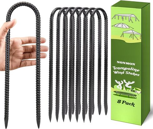 12 بوصة 8 حزمة المراسي الأرضية الثقيلة حصص حديد التسليح حديقة حصص U هوك المجلفن الصلب الأرض حصص خيمة حصص الترامبولين، لخيام التخييم أهداف كرة القدم، أسود in Kuwait