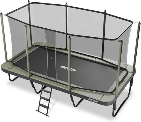 ACON 16 HD مستطيل الترامبولين مع حاوية أمان وسلم - 17 x 9.8 ft كبير مستطيل الترامبولين في الهواء الطلق، 140 HD Springs، SafeMat، 1650 رطل إطار فولاذي تم اختباره، ضمان الإطار لمدة 10 سنوات in Saudi Arabia
