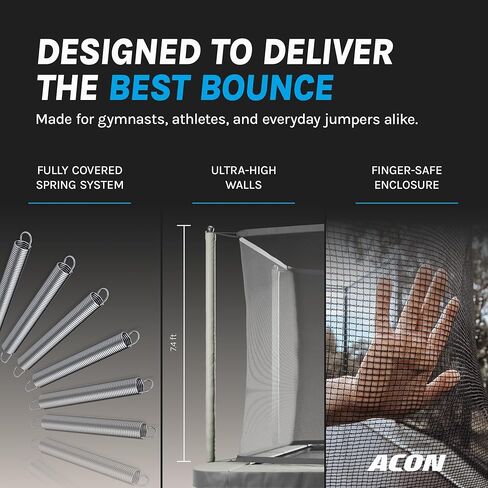 ACON 16 HD مستطيل الترامبولين مع حاوية أمان وسلم - 17 x 9.8 ft كبير مستطيل الترامبولين في الهواء الطلق، 140 HD Springs، SafeMat، 1650 رطل إطار فولاذي تم اختباره، ضمان الإطار لمدة 10 سنوات in Saudi Arabia
