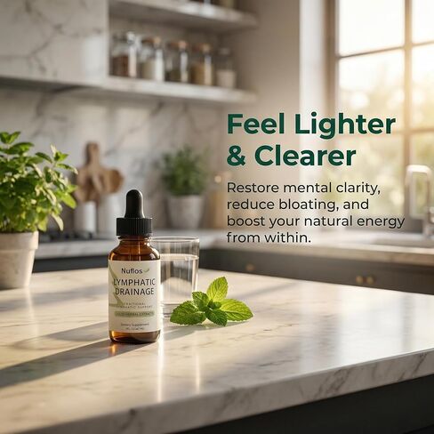 Nuflos قطرات التصريف اللمفاوي، مكملات التصريف اللمفاوي، مزيج عشبي ممتاز 4 في 1، عافية يومية وتخفيف عام، 2 أونصة سائلة. أوز (أ) in Kuwait