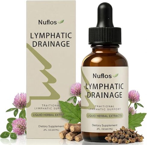 Nuflos Lymphatic Drainage Drops, Lymphatic Drainage Supplements, Premium 4-in-1 Herbal Blend, Daily Wellness & Overall Relief, 2 Fl. Oz (A) in Saudi Arabia