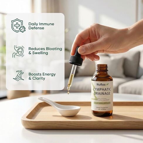 Nuflos قطرات التصريف اللمفاوي، مكملات التصريف اللمفاوي، مزيج عشبي ممتاز 4 في 1، عافية يومية وتخفيف عام، 2 أونصة سائلة. أوز (أ) in Kuwait