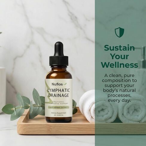 Nuflos قطرات التصريف اللمفاوي، مكملات التصريف اللمفاوي، مزيج عشبي ممتاز 4 في 1، عافية يومية وتخفيف عام، 2 أونصة سائلة. أوز (أ) in Kuwait