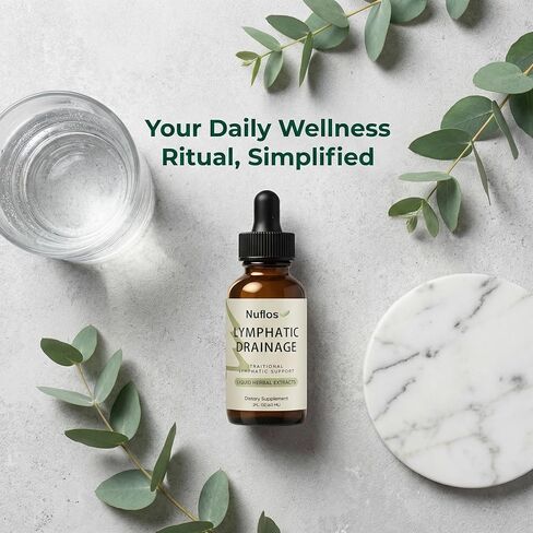 Nuflos قطرات التصريف اللمفاوي، مكملات التصريف اللمفاوي، مزيج عشبي ممتاز 4 في 1، عافية يومية وتخفيف عام، 2 أونصة سائلة. أوز (أ) in Kuwait