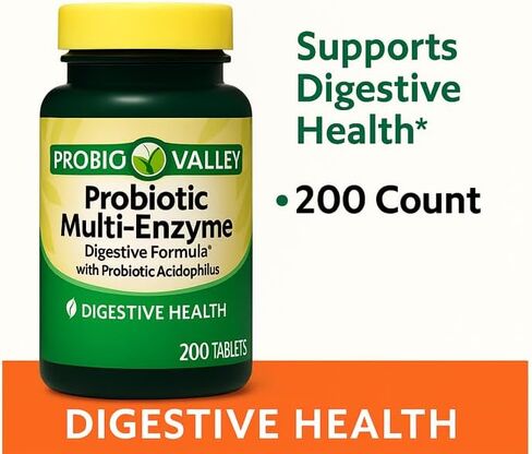 أقراص تركيبة هضمية متعددة الإنزيمات بروبيوتيك من سبرينج فالي لصحة الجهاز الهضمي، 200 قرص (200 قرص) in Kuwait