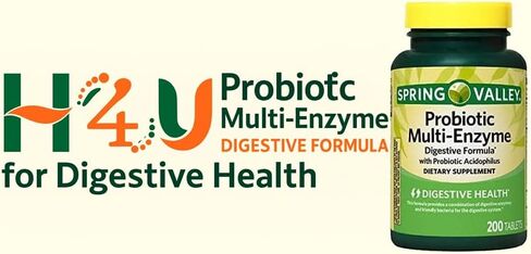 أقراص تركيبة هضمية متعددة الإنزيمات بروبيوتيك من سبرينج فالي لصحة الجهاز الهضمي، 200 قرص (200 قرص) in Kuwait