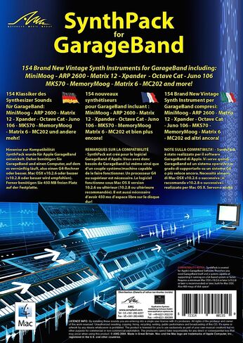 SynthPack for GarageBand - brand new vintage synth instruments for GarageBand & Logic [Online Code] in Kuwait