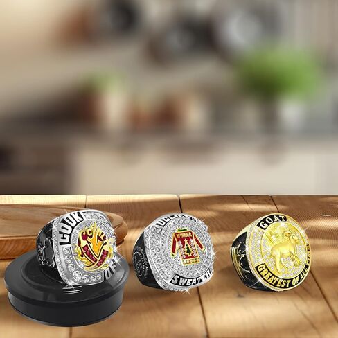 Goat Championship Ring, Goat Trophy Award Medal Prize, Goat Ring with Neck Chain and Acrylic Display Stand, Greatest of All Time Gift for League Champion Winner in Kuwait