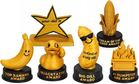 MunnyGrubbers - 4 Inch Funny Novelty Meme Award Trophy - Your Did it - You did it - Big Dill - Quacktastic - Top Banana - Cream of The Crop - Dumpster Fire - Plastic Trophy for Gifts and Laughs in Saudi Arabia