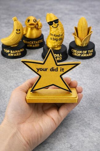 MunnyGrubbers - 4 Inch Funny Novelty Meme Award Trophy - Your Did it - You did it - Big Dill - Quacktastic - Top Banana - Cream of The Crop - Dumpster Fire - Plastic Trophy for Gifts and Laughs in Saudi Arabia