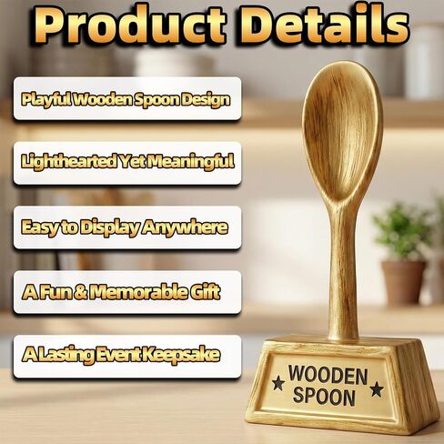 6 Inch Cook Off Trophy Wooden Spoon Award - Funny Cookie Trophy for Bake-Off,Last Place,Game Night,Chili & Salsa Competitions in Kuwait