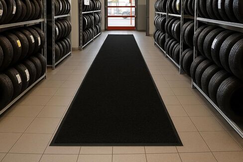 Guardian 94031035 Platinum Series Indoor Wiper Floor Mat, Rubber with Nylon Carpet, 3'x 10', Black in Kuwait