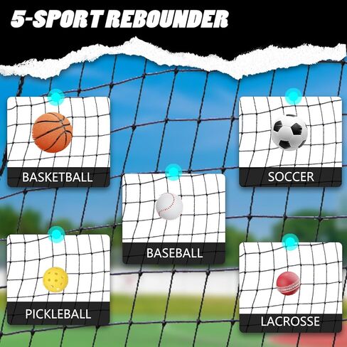 مرفق عودة كرة السلة قابل للتعديل - شبكة ارتداد 40x40 لأهداف 2-6 - مدرب متعدد الرياضات لكرة السلة والبيسبول وكرة القدم - عزز مهاراتك! in Kuwait