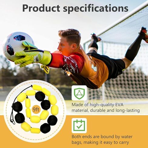 Goalkeeper Training Equipment - 2.5m Single Line Deflector for Reflex & Agility Training with Water Bags - Essential Soccer Training Aids (Yellow) in Saudi Arabia