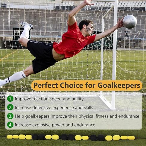 Goalkeeper Training Equipment - 2.5m Single Line Deflector for Reflex & Agility Training with Water Bags - Essential Soccer Training Aids (Yellow) in Saudi Arabia