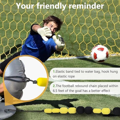 Goalkeeper Training Equipment - 2.5m Single Line Deflector for Reflex & Agility Training with Water Bags - Essential Soccer Training Aids (Yellow) in Saudi Arabia